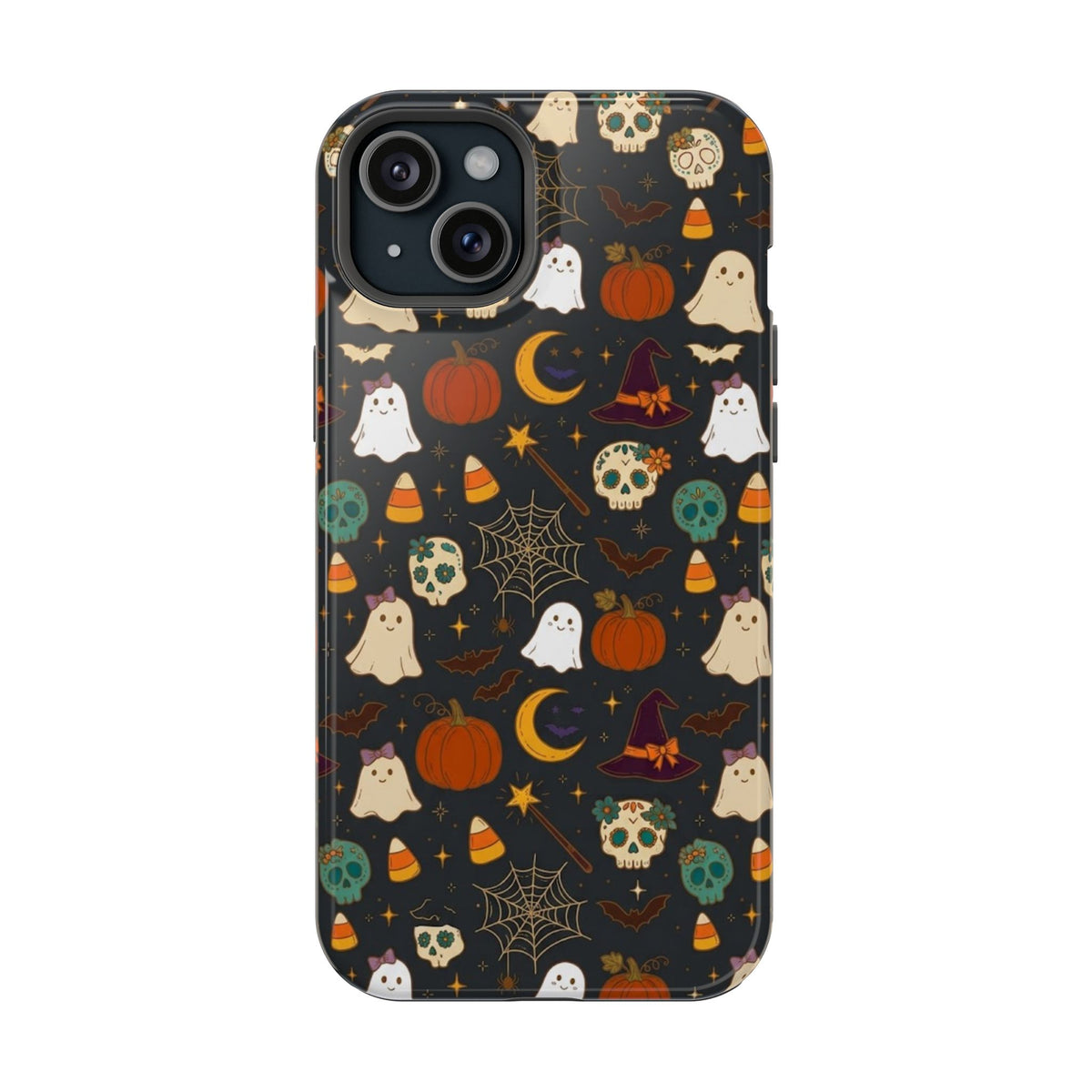Ghosts, Pumpkins & Skulls Pattern - Impact Resistant Phone Case