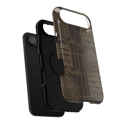 Cat Library Bookshelf Phone Case