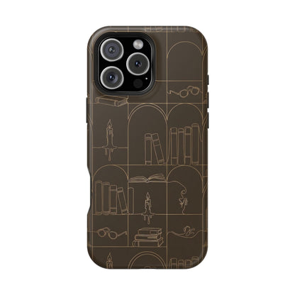 Vintage Library Books & Candle Pattern - Impact-Resistant Phone Case