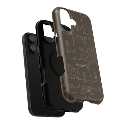 Vintage Library Books & Candle Pattern - Impact-Resistant Phone Case