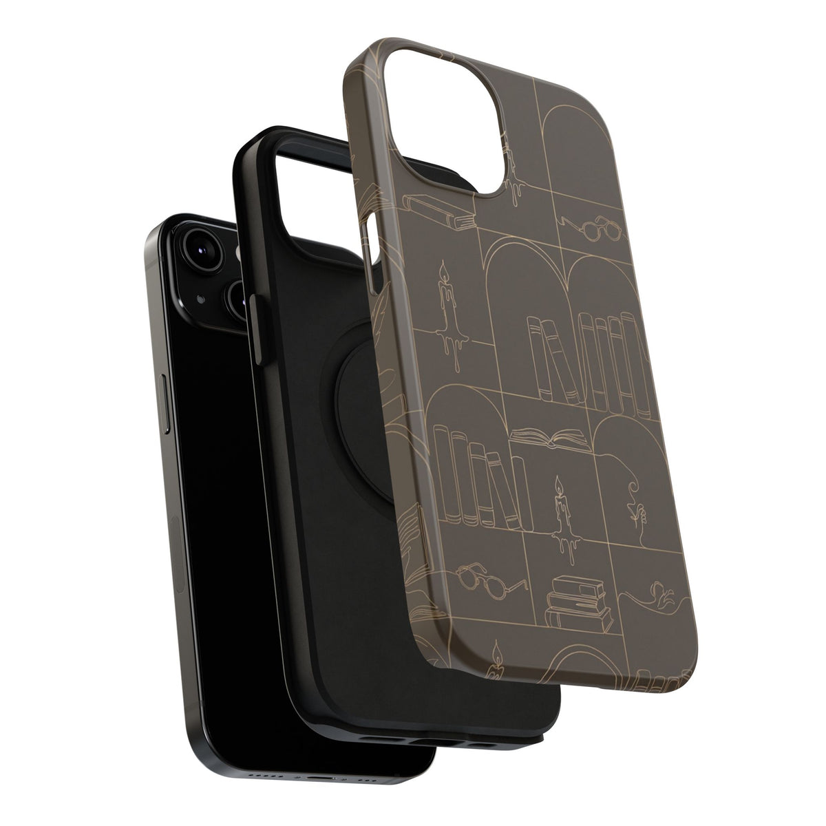 Vintage Library Books & Candle Pattern - Impact-Resistant Phone Case