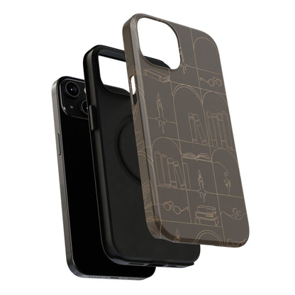 Vintage Library Books & Candle Pattern - Impact-Resistant Phone Case