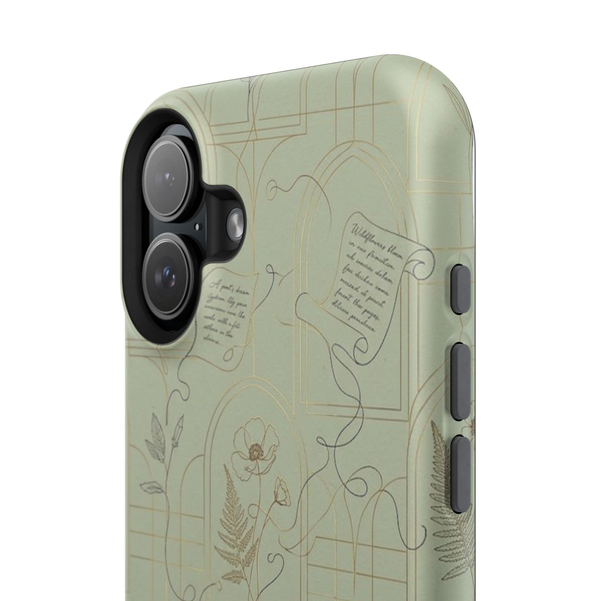 Vintage Botanical Script Design - Impact Resistant Phone Case