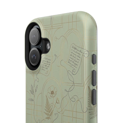 Vintage Botanical Script Design - Impact Resistant Phone Case