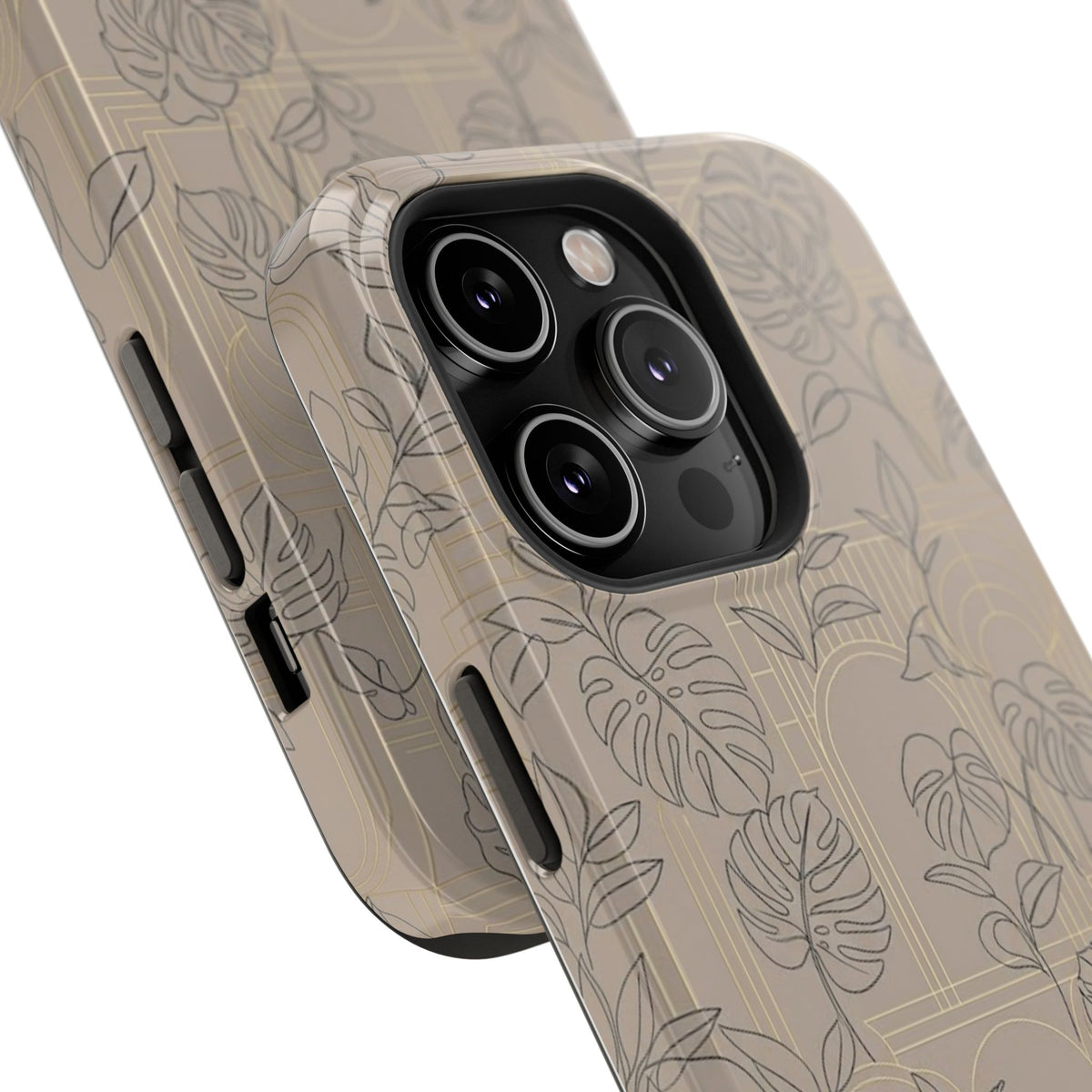 Neutral Leaf Pattern - Impact Resistant Phone Case