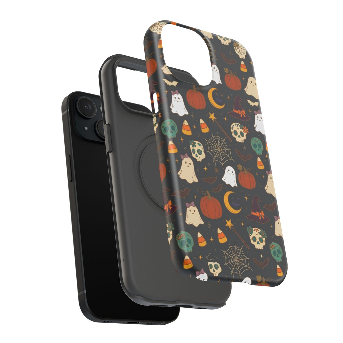 Ghosts, Pumpkins & Skulls Pattern - Impact Resistant Phone Case