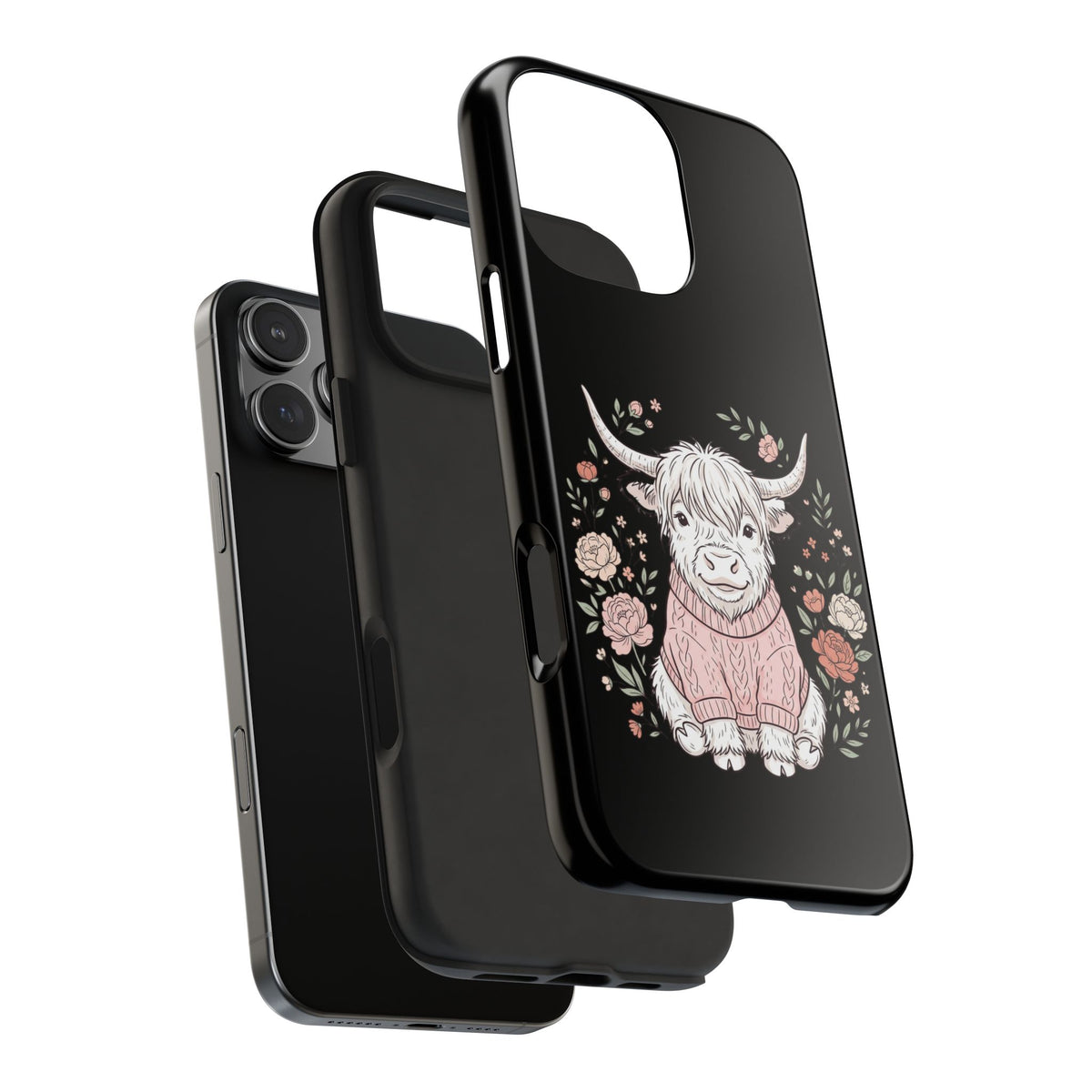 Highland Cow Floral Tough Phone Case