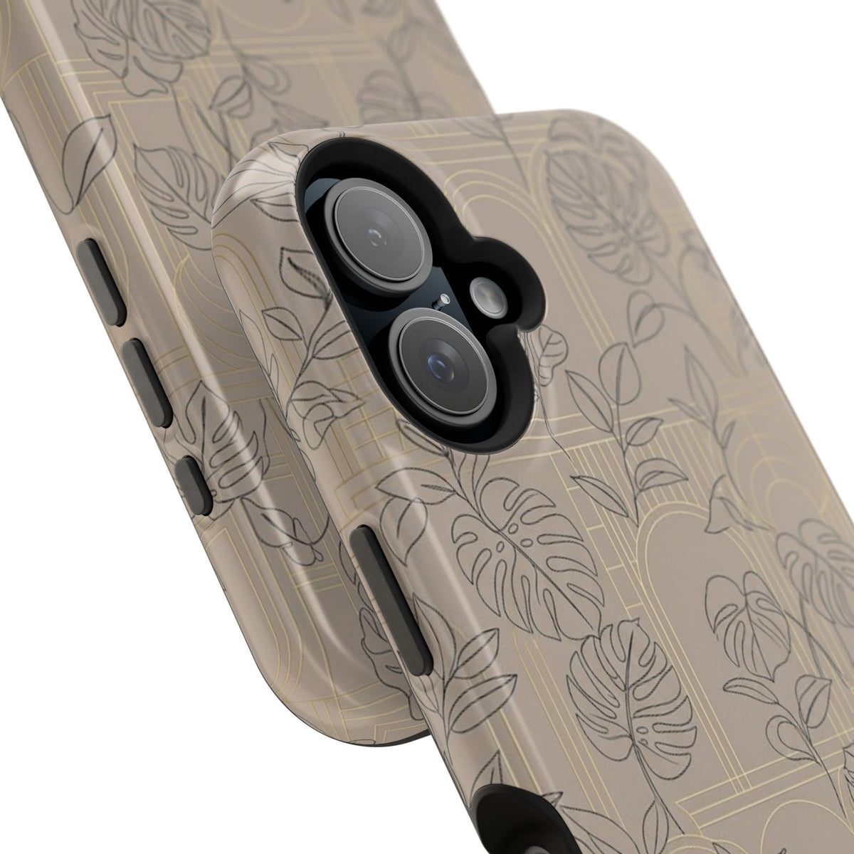 Neutral Leaf Pattern - Impact Resistant Phone Case