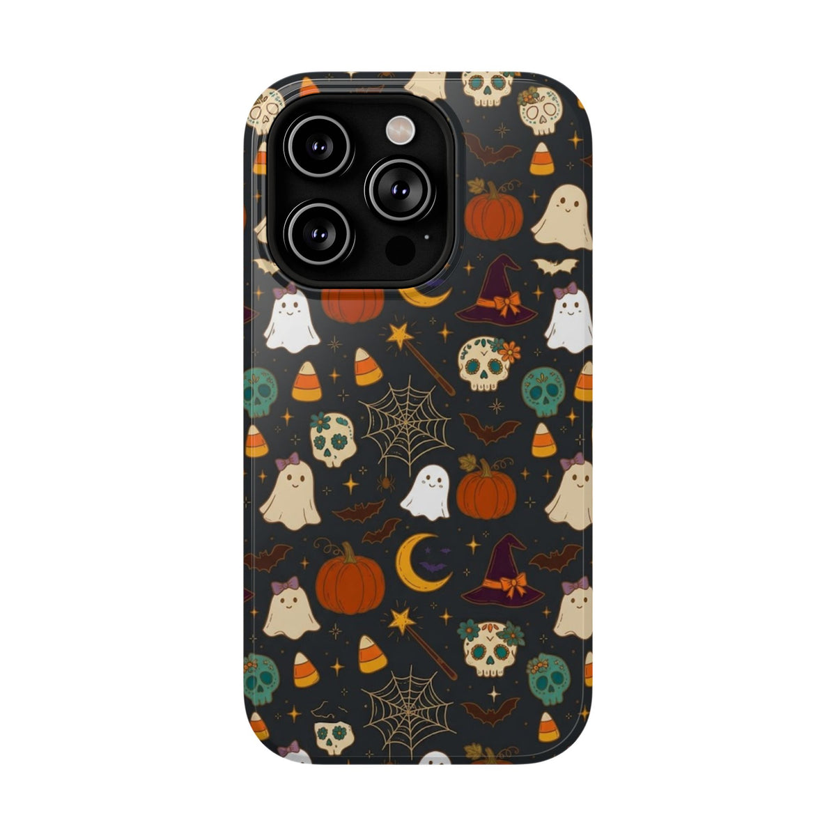 Ghosts, Pumpkins & Skulls Pattern - Impact Resistant Phone Case