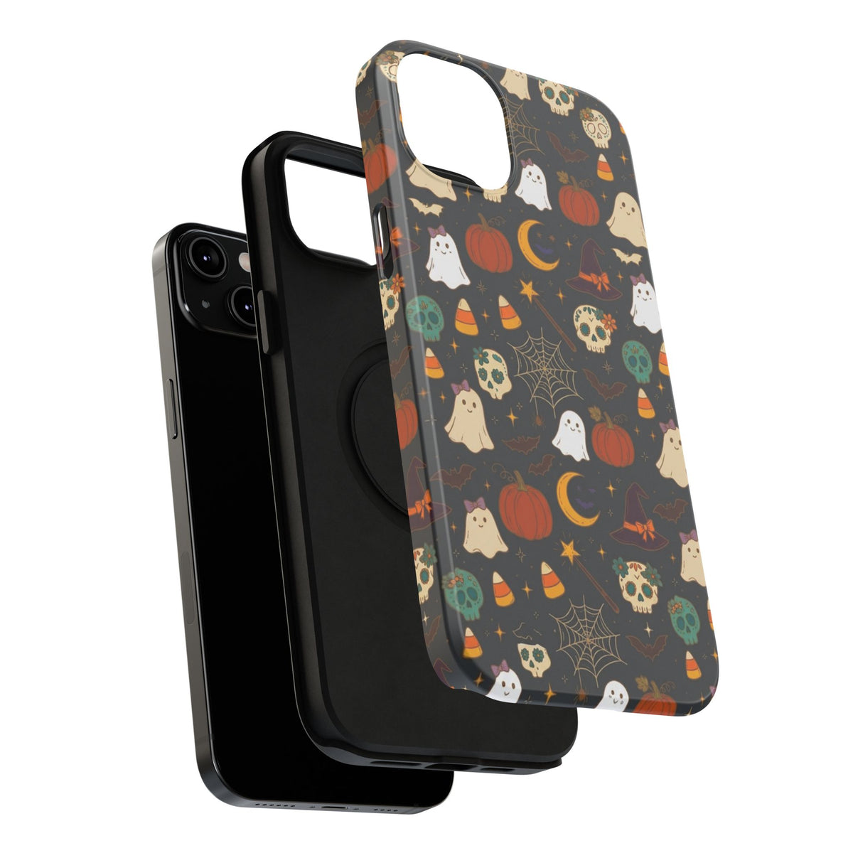 Ghosts, Pumpkins & Skulls Pattern - Impact Resistant Phone Case