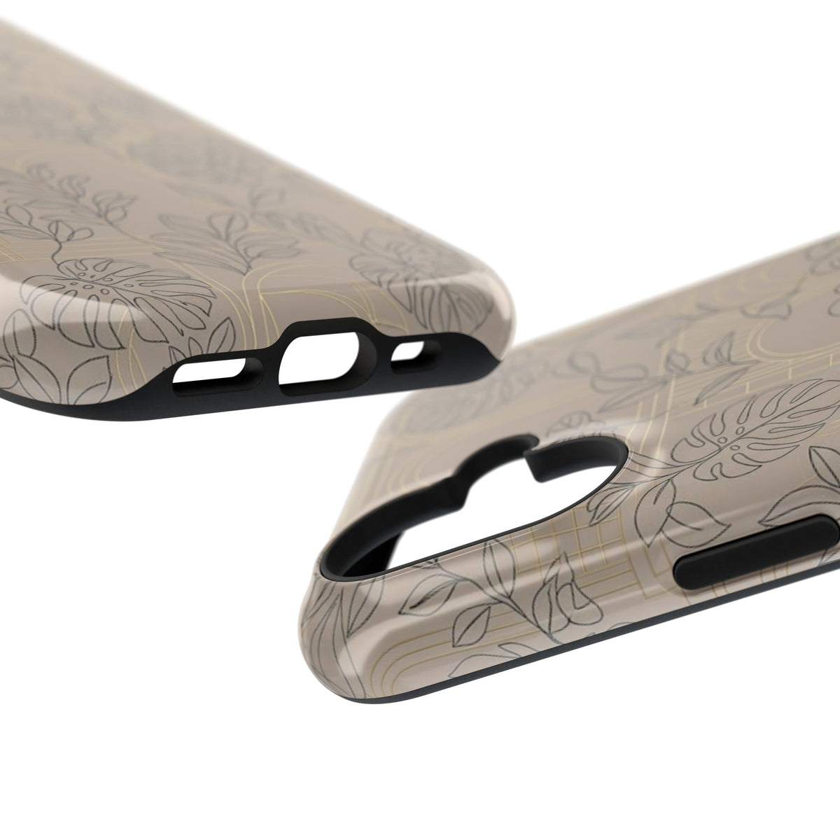 Neutral Leaf Pattern - Impact Resistant Phone Case