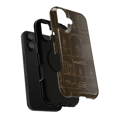 Vintage Library Books & Candle Pattern - Impact-Resistant Phone Case
