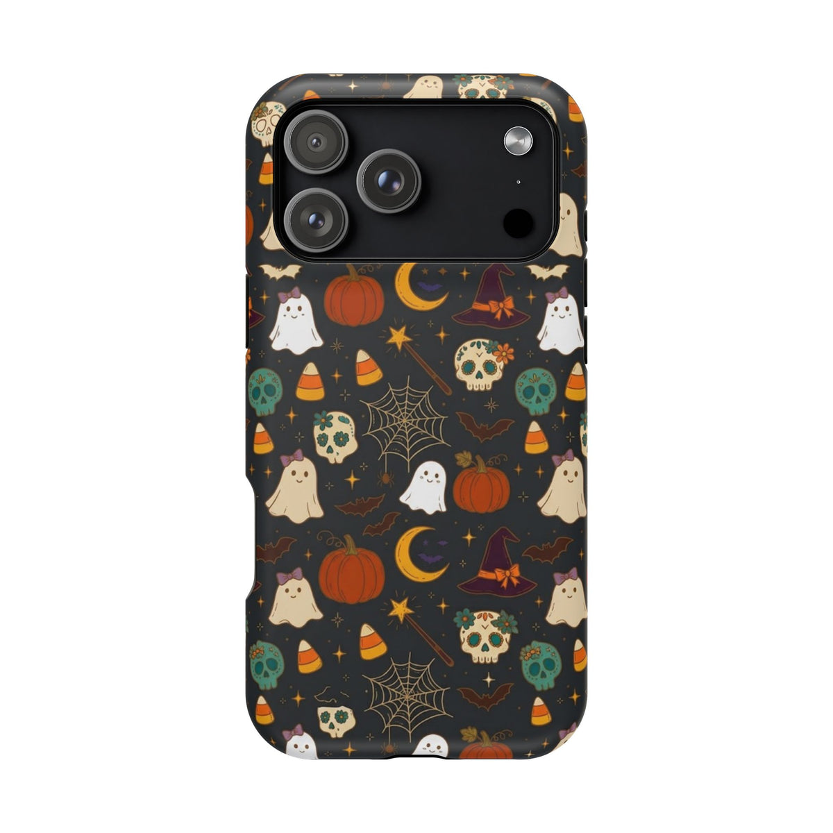 Ghosts, Pumpkins & Skulls Pattern - Impact Resistant Phone Case