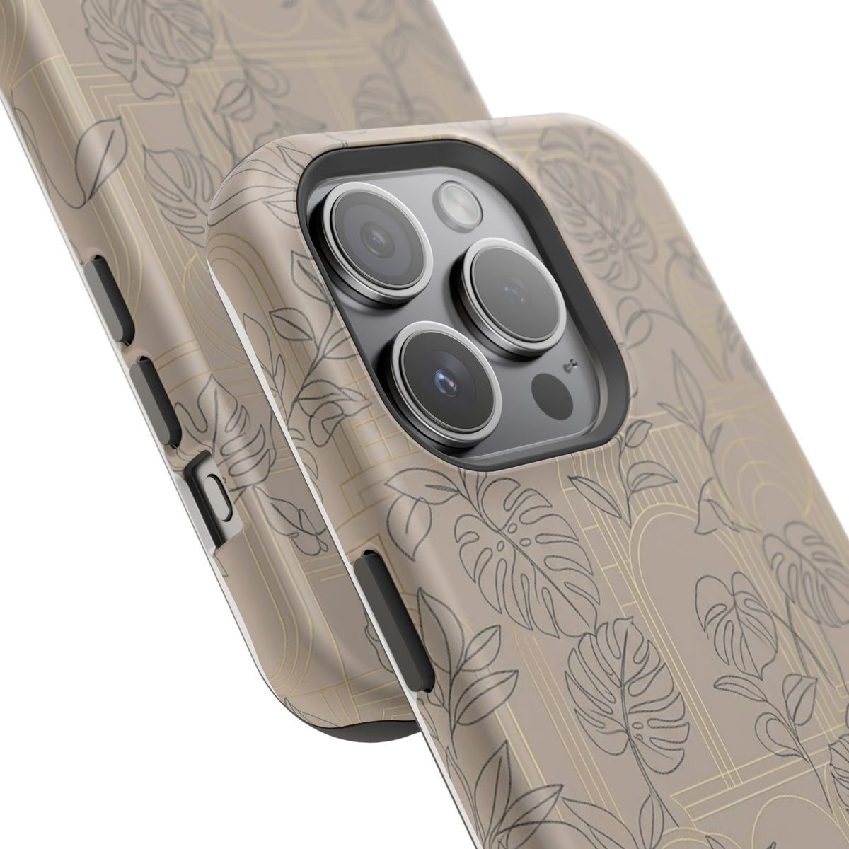 Neutral Leaf Pattern - Impact Resistant Phone Case