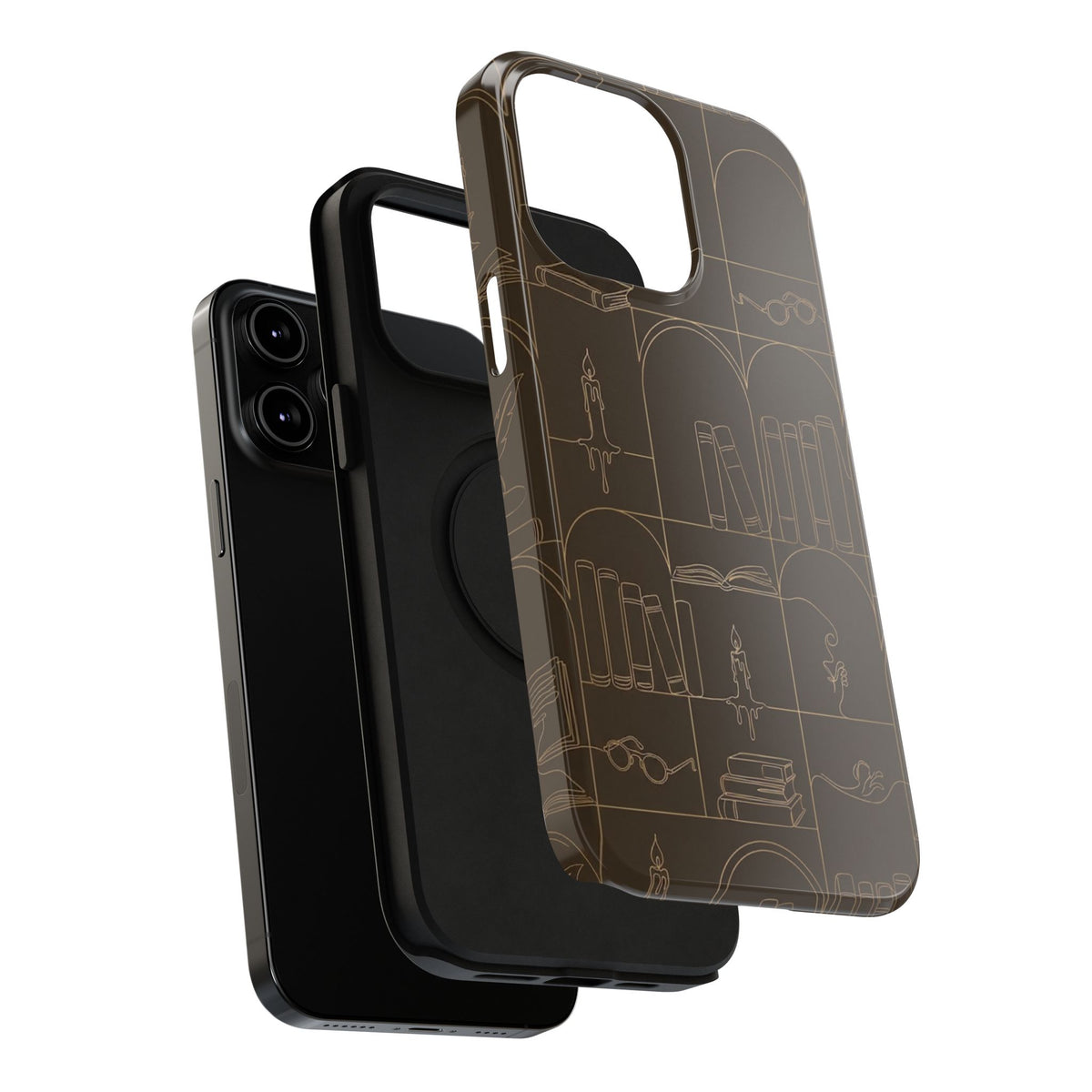 Vintage Library Books & Candle Pattern - Impact-Resistant Phone Case
