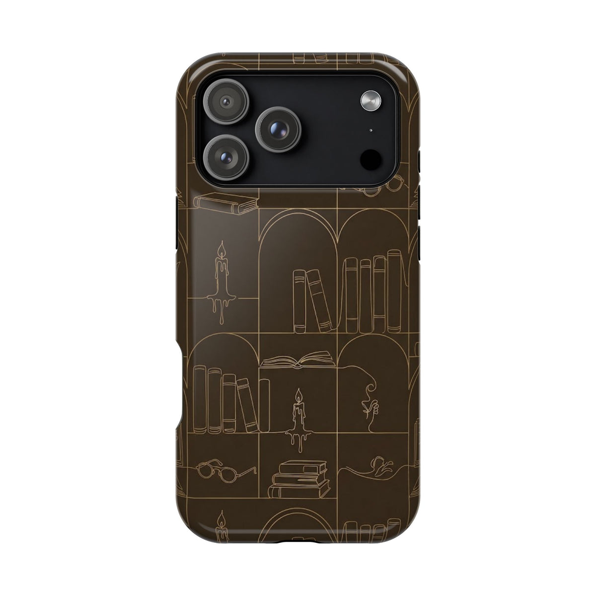 Vintage Library Books & Candle Pattern - Impact-Resistant Phone Case