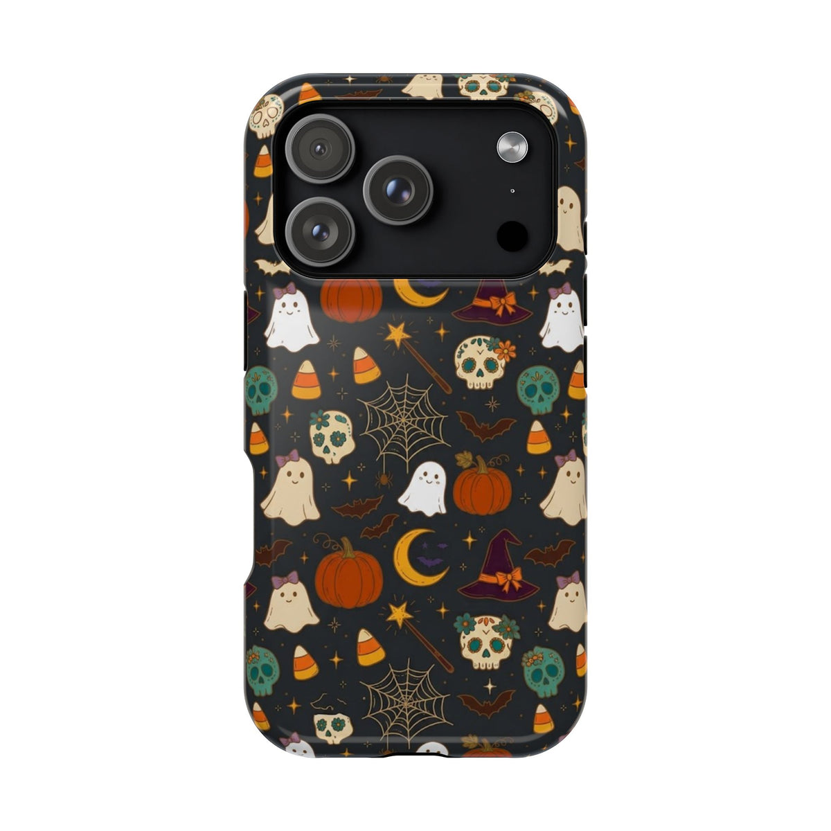 Ghosts, Pumpkins & Skulls Pattern - Impact Resistant Phone Case