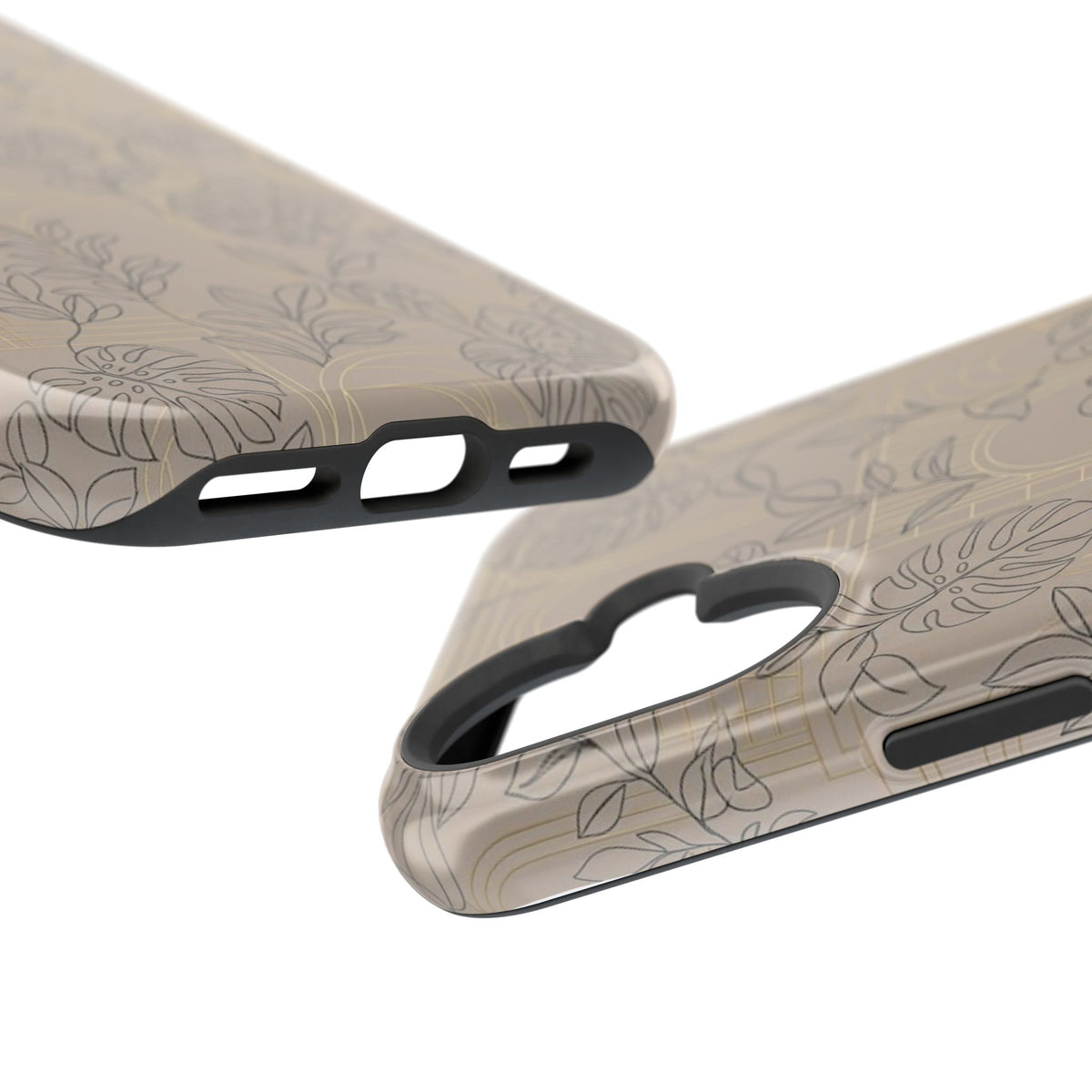 Neutral Leaf Pattern - Impact Resistant Phone Case