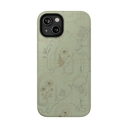 Vintage Botanical Script Design - Impact Resistant Phone Case