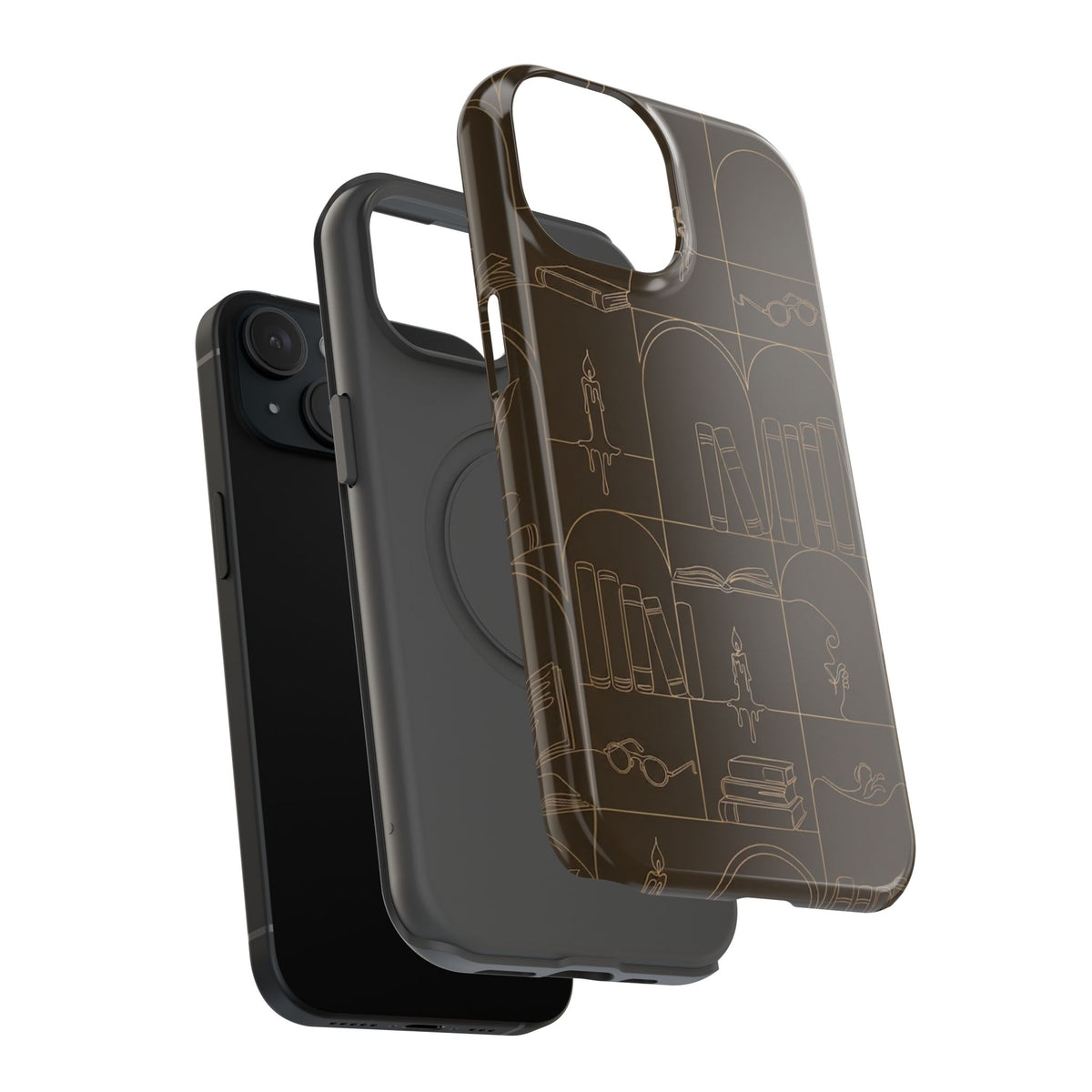 Vintage Library Books & Candle Pattern - Impact-Resistant Phone Case