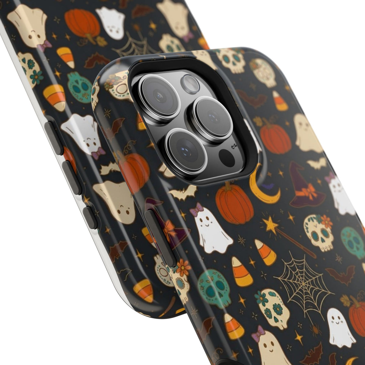Ghosts, Pumpkins & Skulls Pattern - Impact Resistant Phone Case