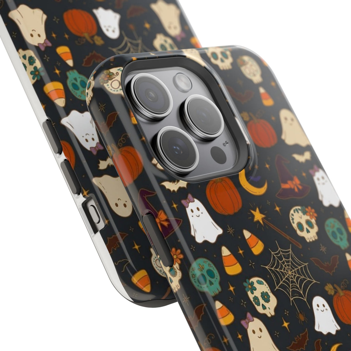 Ghosts, Pumpkins & Skulls Pattern - Impact Resistant Phone Case