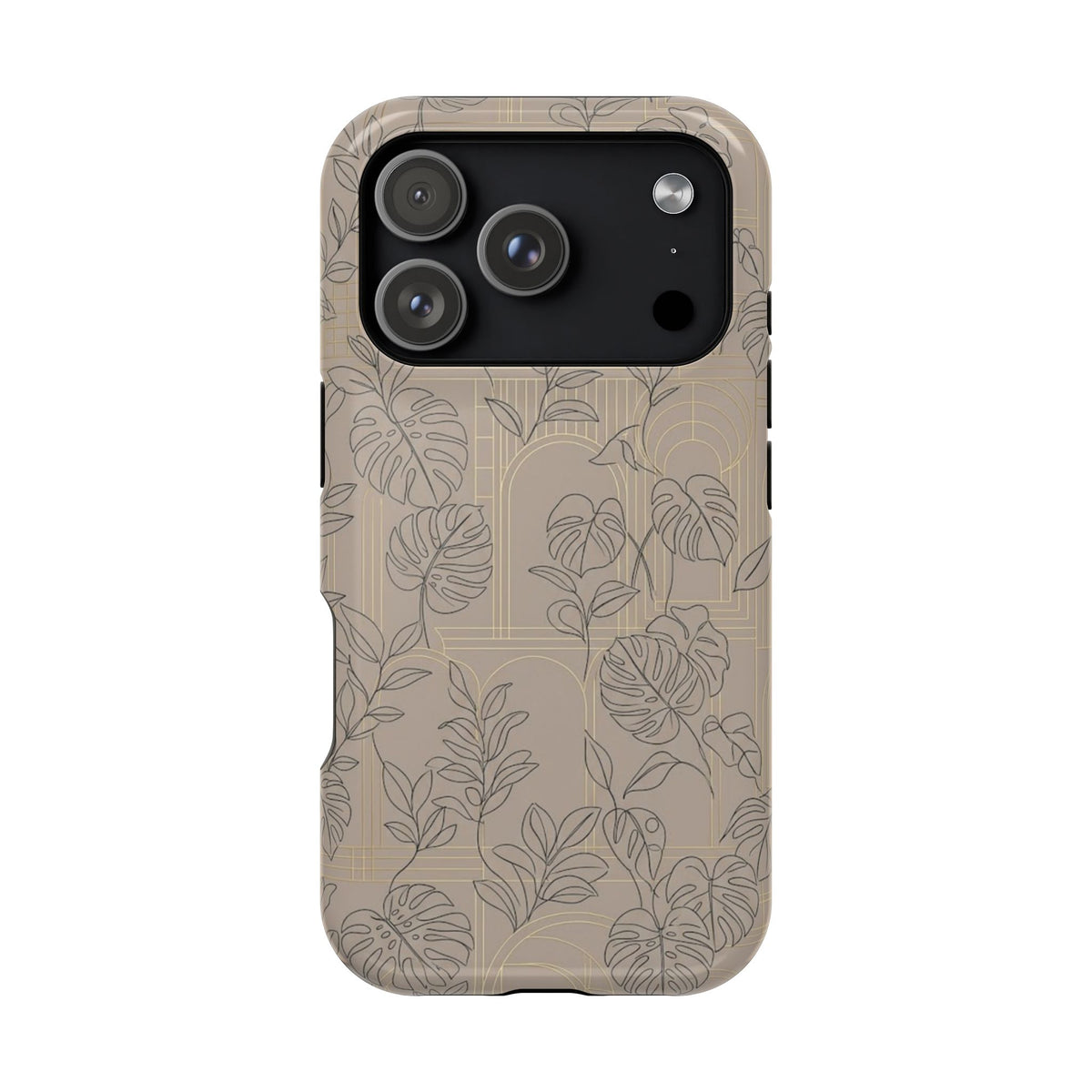 Neutral Leaf Pattern - Impact Resistant Phone Case