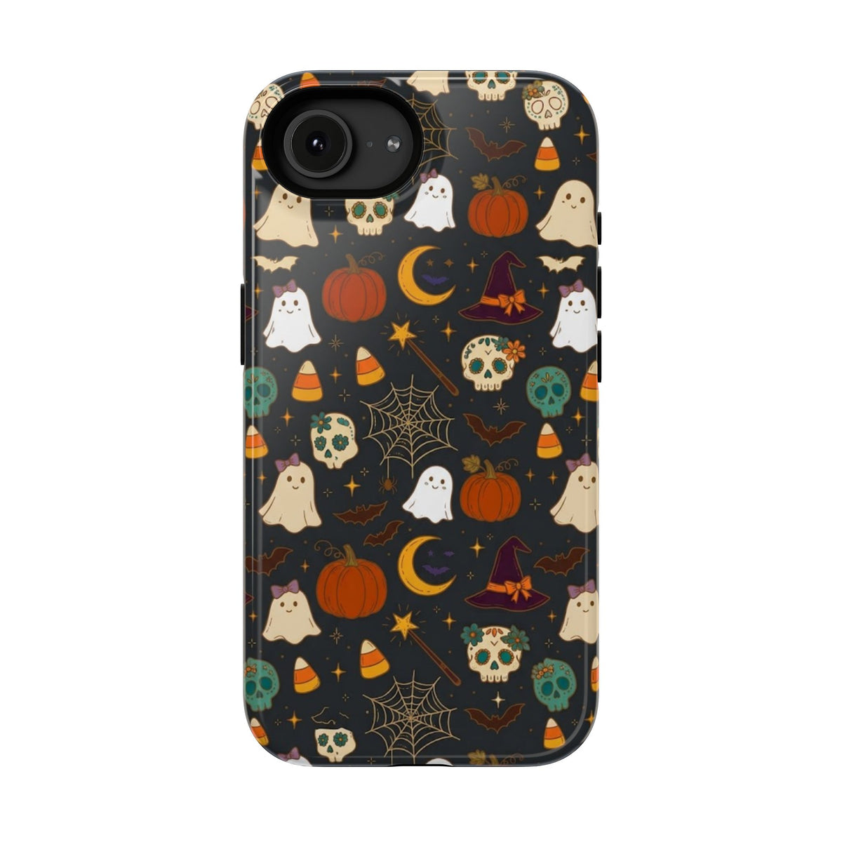 Ghosts, Pumpkins & Skulls Pattern - Impact Resistant Phone Case