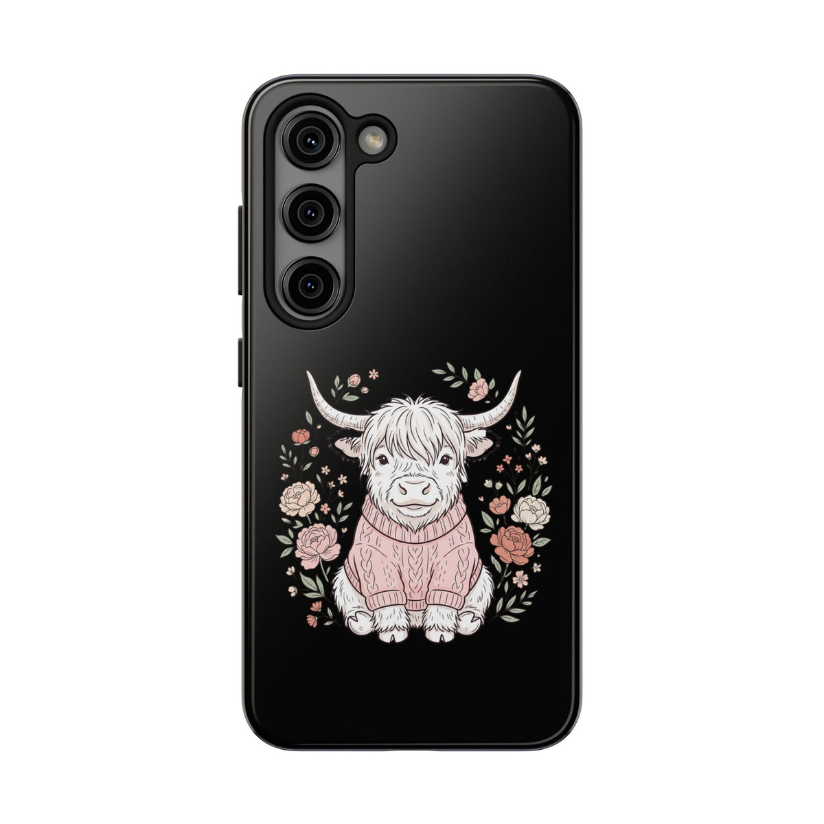 Highland Cow Floral Tough Phone Case