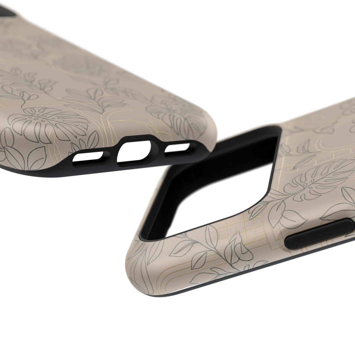 Neutral Leaf Pattern - Impact Resistant Phone Case
