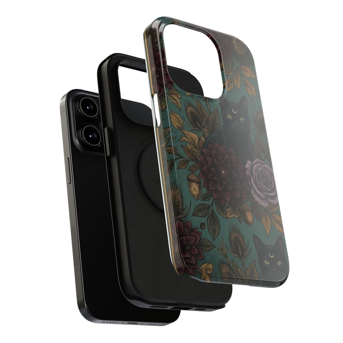 Botanical Black Cat - Impact Resistant Phone Case