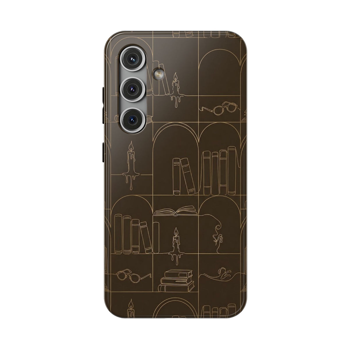 Vintage Library Books & Candle Pattern - Impact-Resistant Phone Case