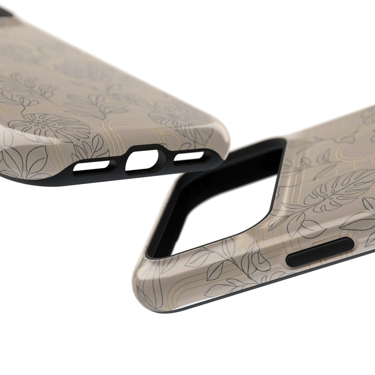 Neutral Leaf Pattern - Impact Resistant Phone Case