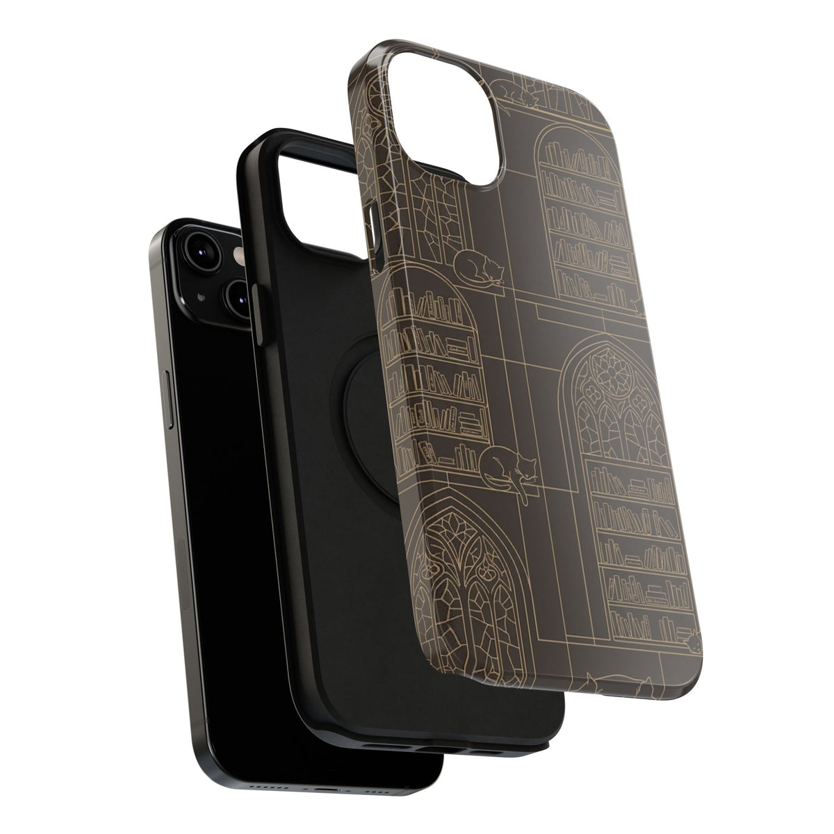 Cat Library Bookshelf Phone Case