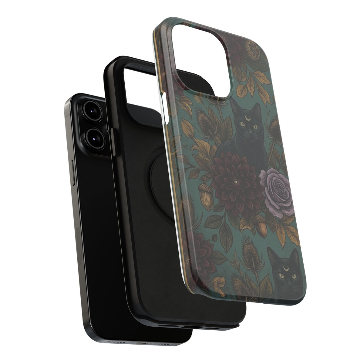 Botanical Black Cat - Impact Resistant Phone Case