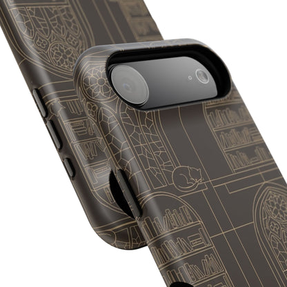 Cat Library Bookshelf Phone Case