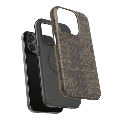 Cat Library Bookshelf Phone Case