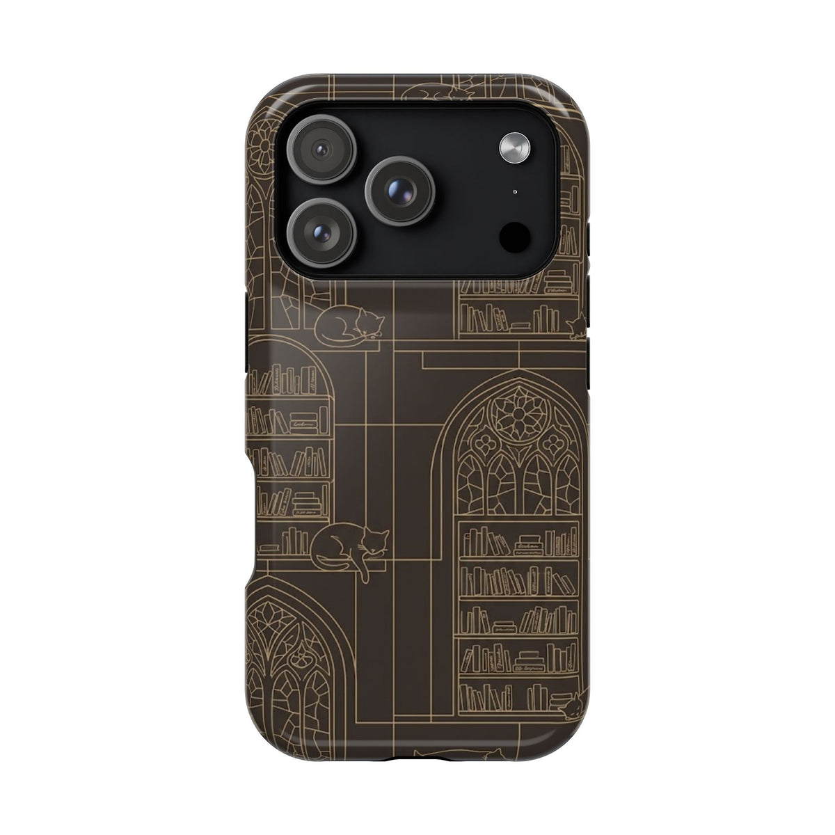 Cat Library Bookshelf Phone Case