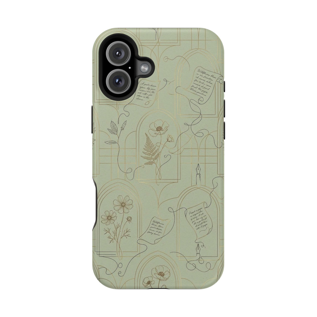 Vintage Botanical Script Design - Impact Resistant Phone Case