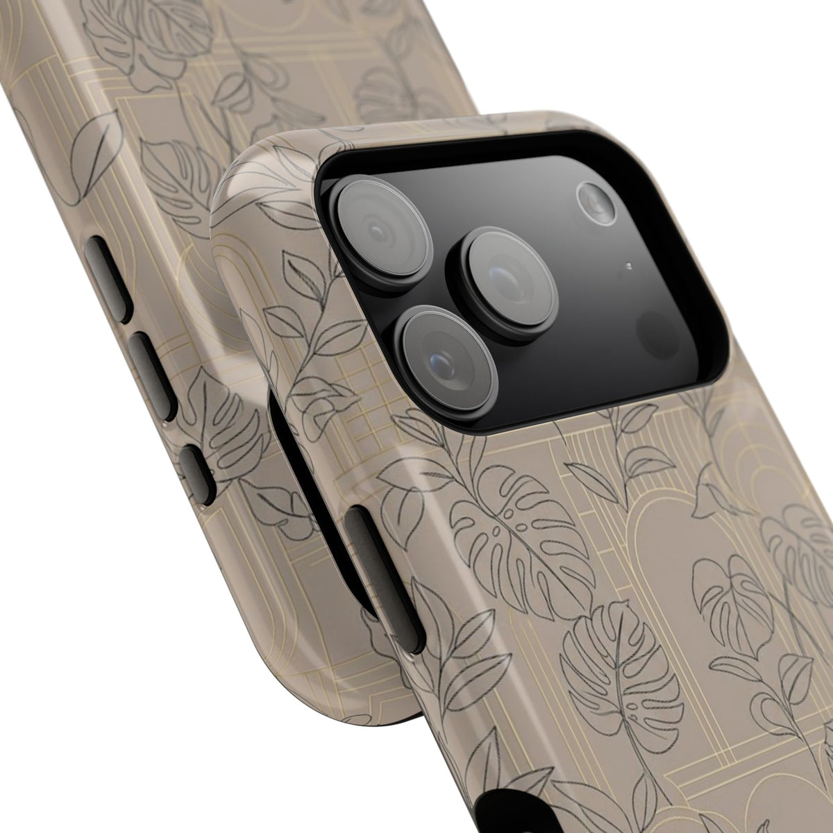 Neutral Leaf Pattern - Impact Resistant Phone Case