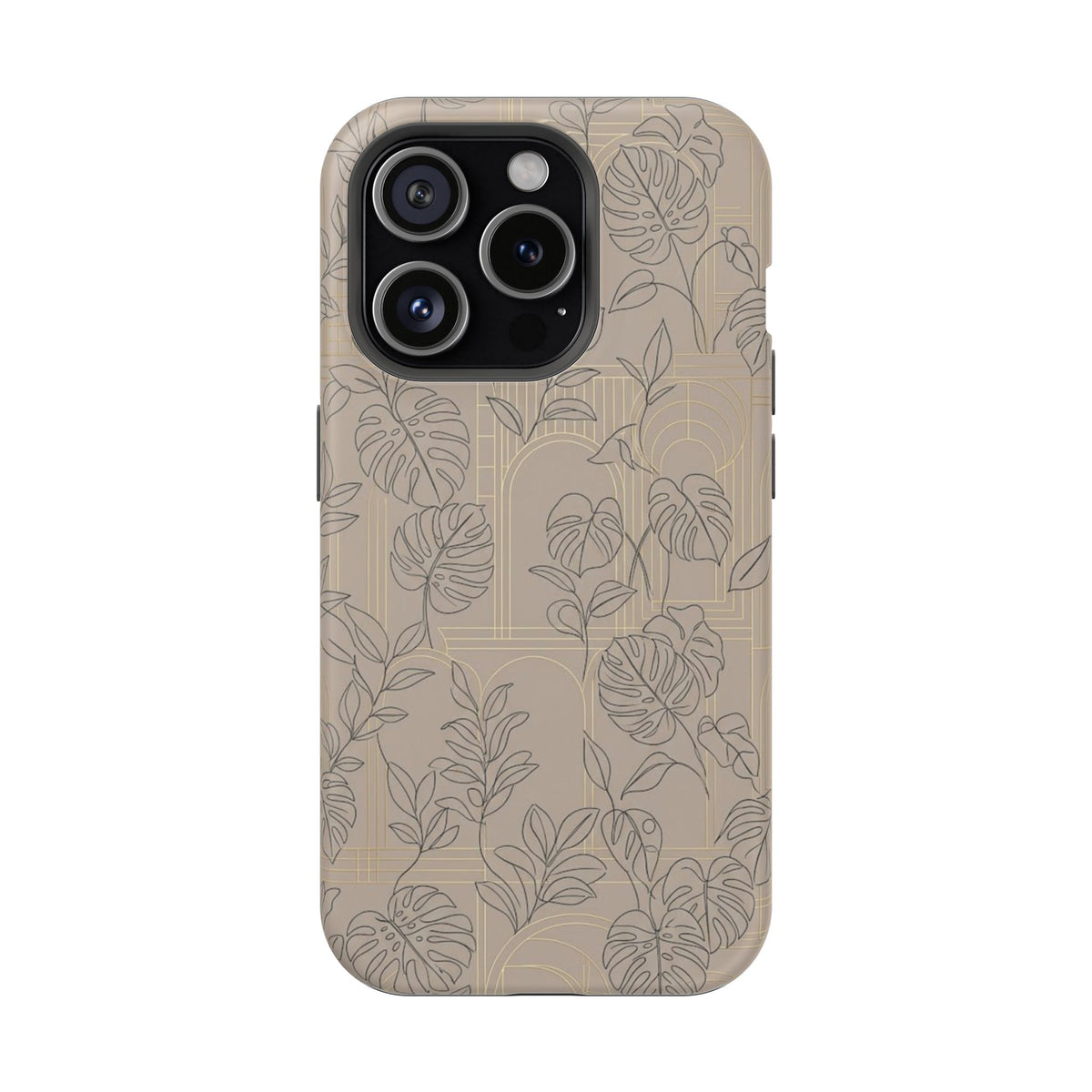 Neutral Leaf Pattern - Impact Resistant Phone Case