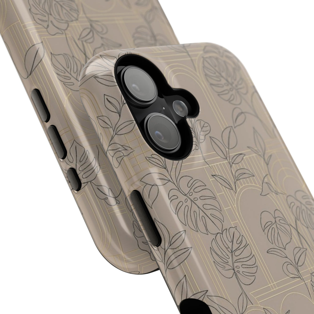 Neutral Leaf Pattern - Impact Resistant Phone Case