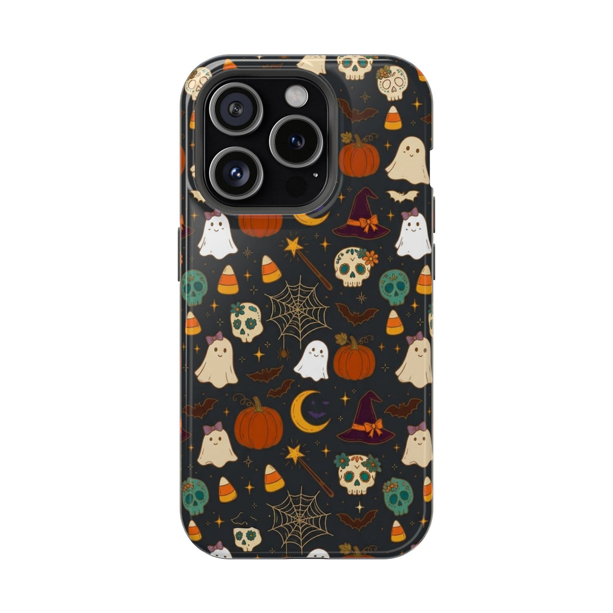 Ghosts, Pumpkins & Skulls Pattern - Impact Resistant Phone Case