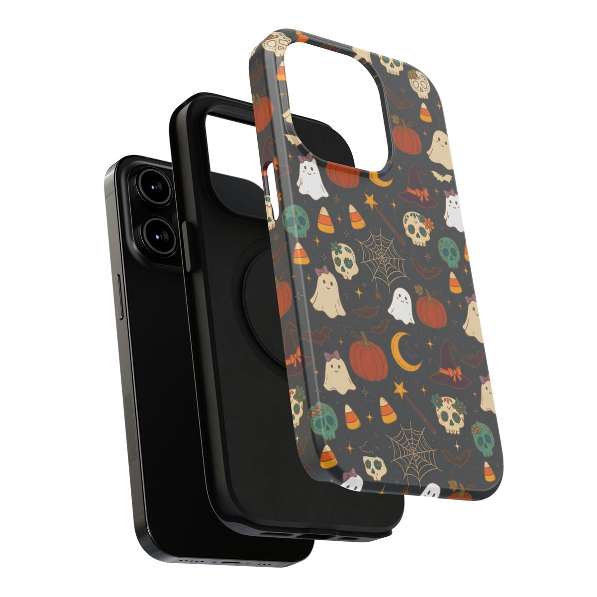 Ghosts, Pumpkins & Skulls Pattern - Impact Resistant Phone Case