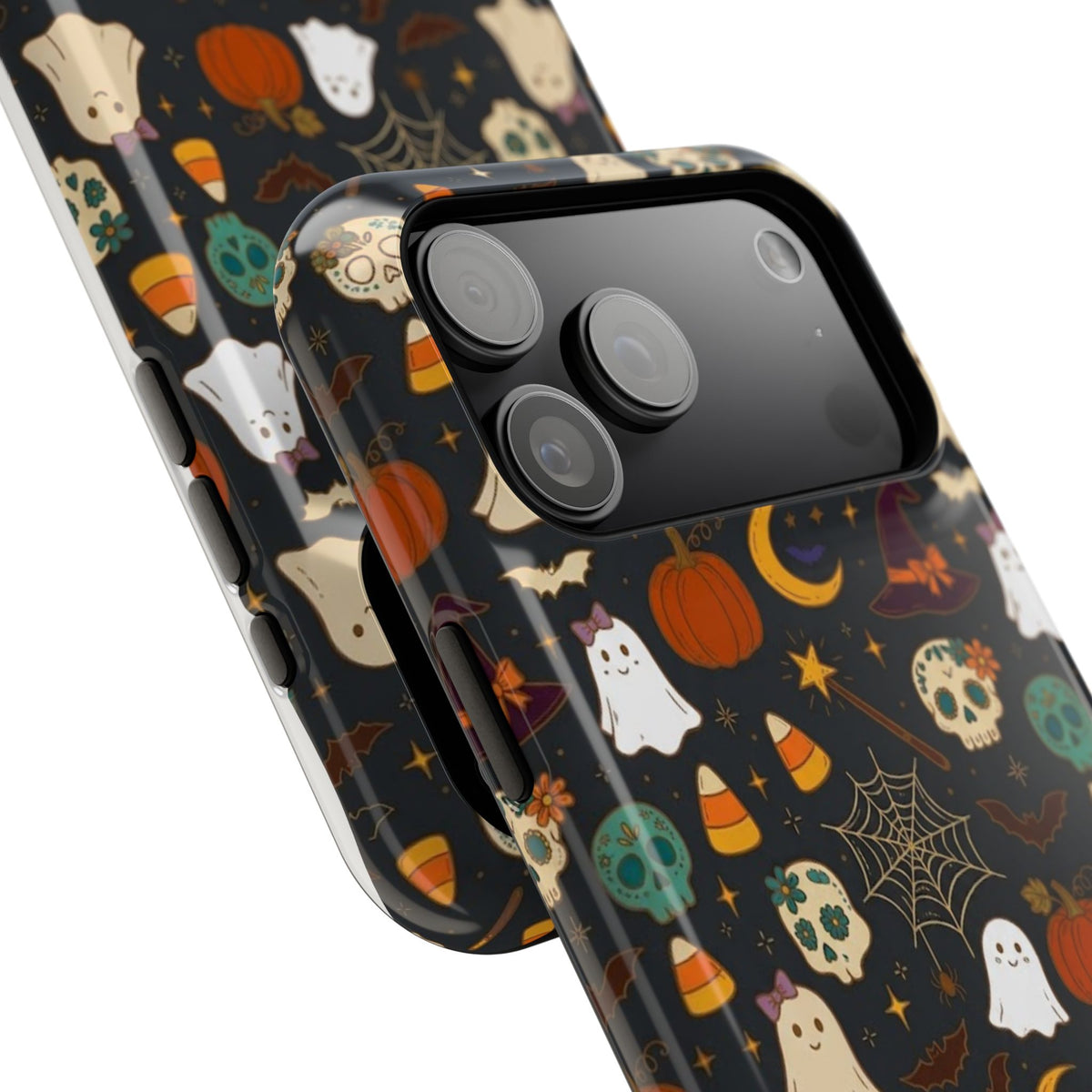 Ghosts, Pumpkins & Skulls Pattern - Impact Resistant Phone Case