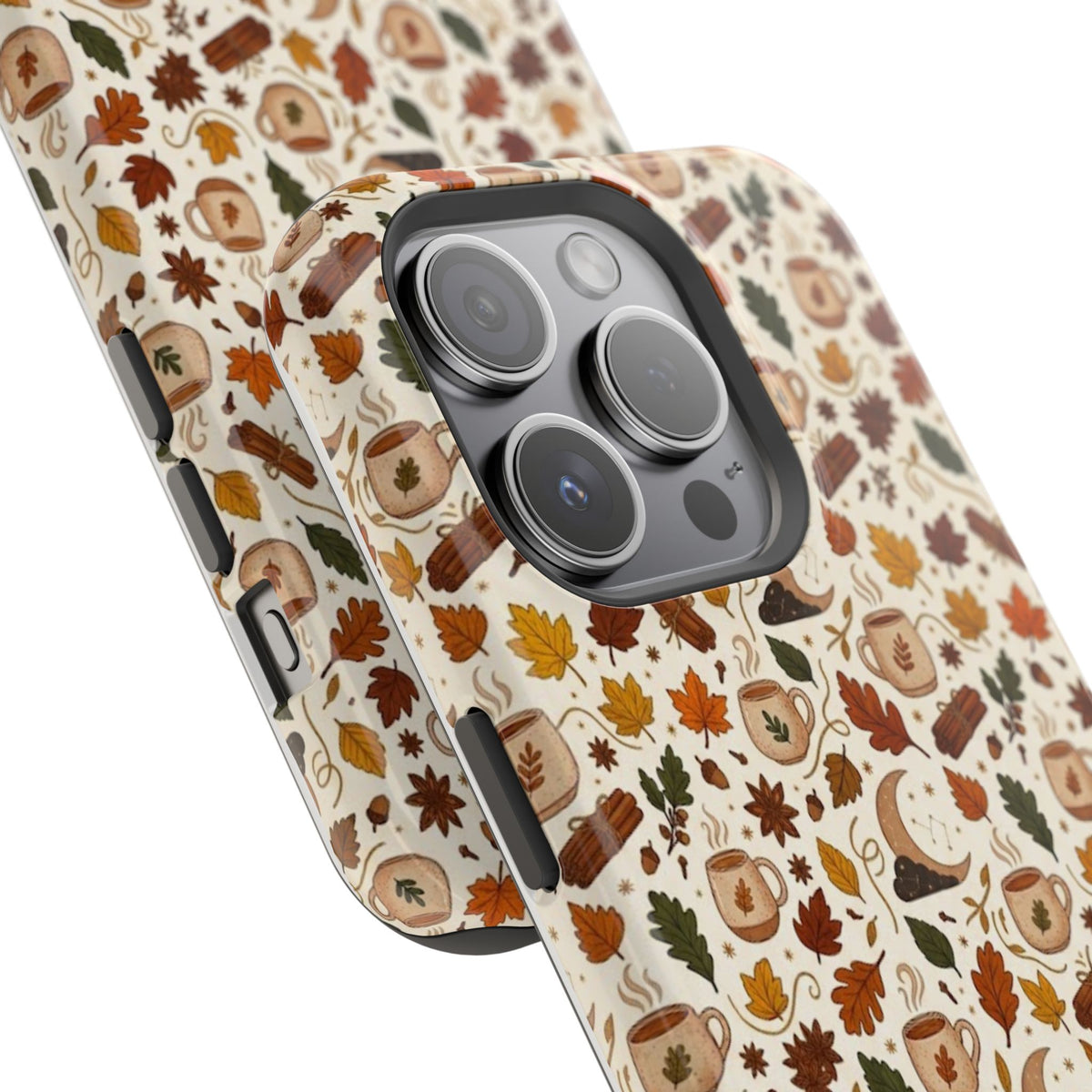 Autumn Woodland Phone Case — Fall Leaves & Fox Pattern Impact-Resistant Case