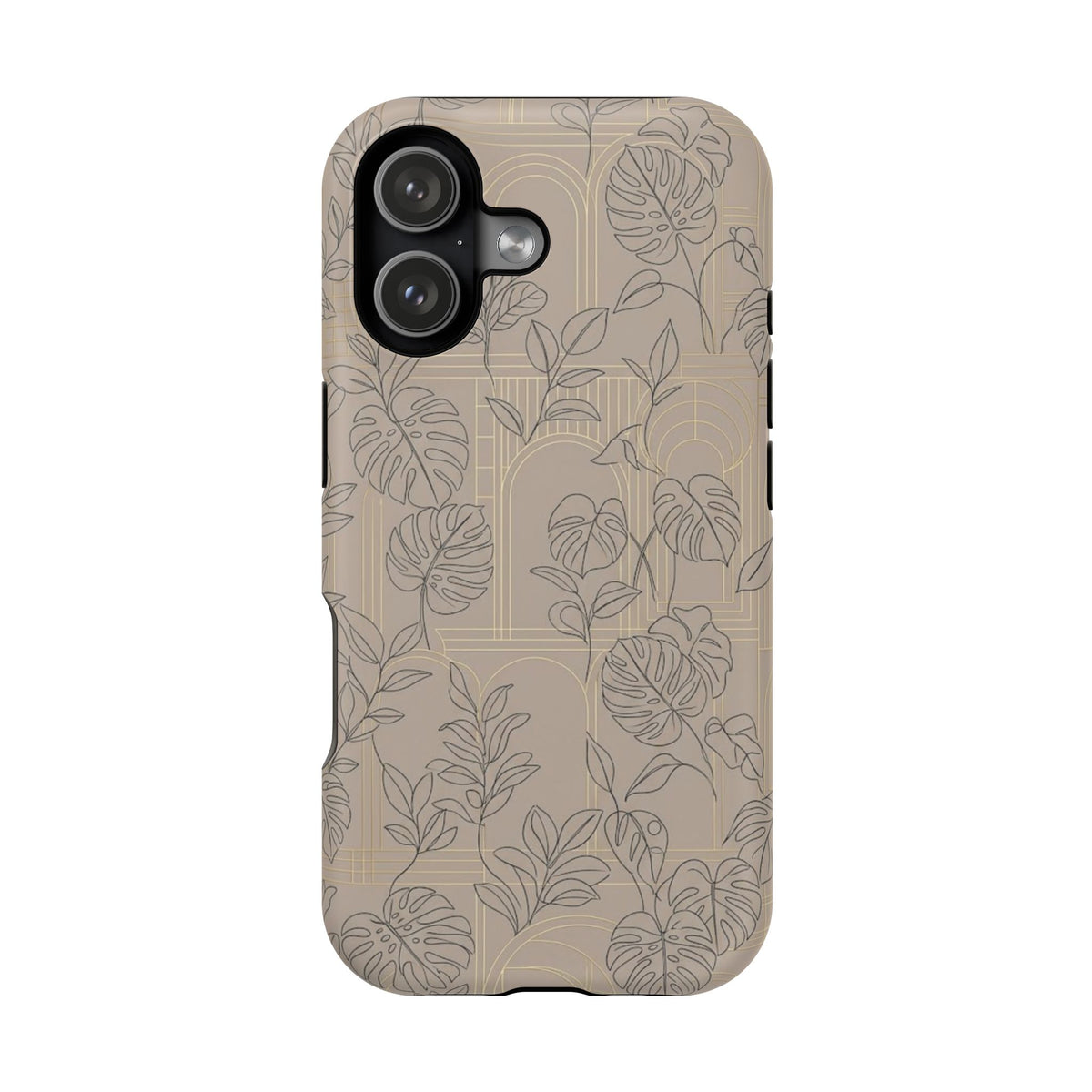 Neutral Leaf Pattern - Impact Resistant Phone Case