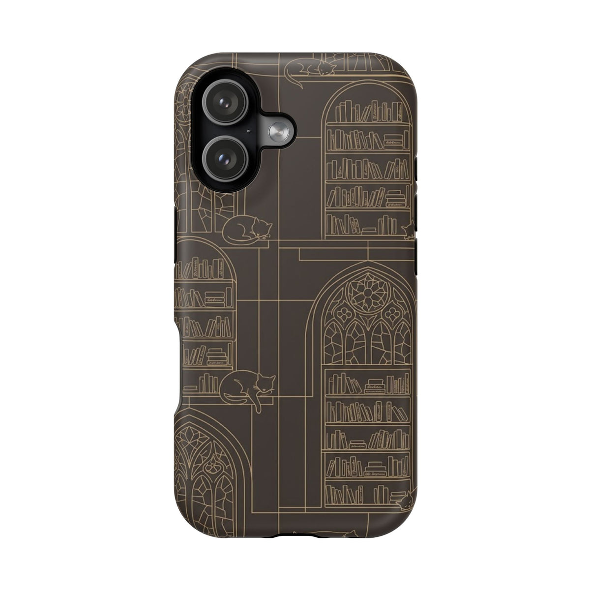 Cat Library Bookshelf Phone Case