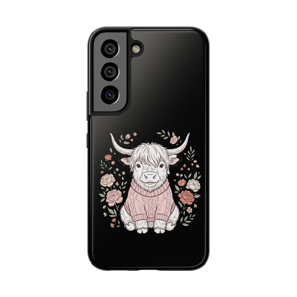 Highland Cow Floral Tough Phone Case
