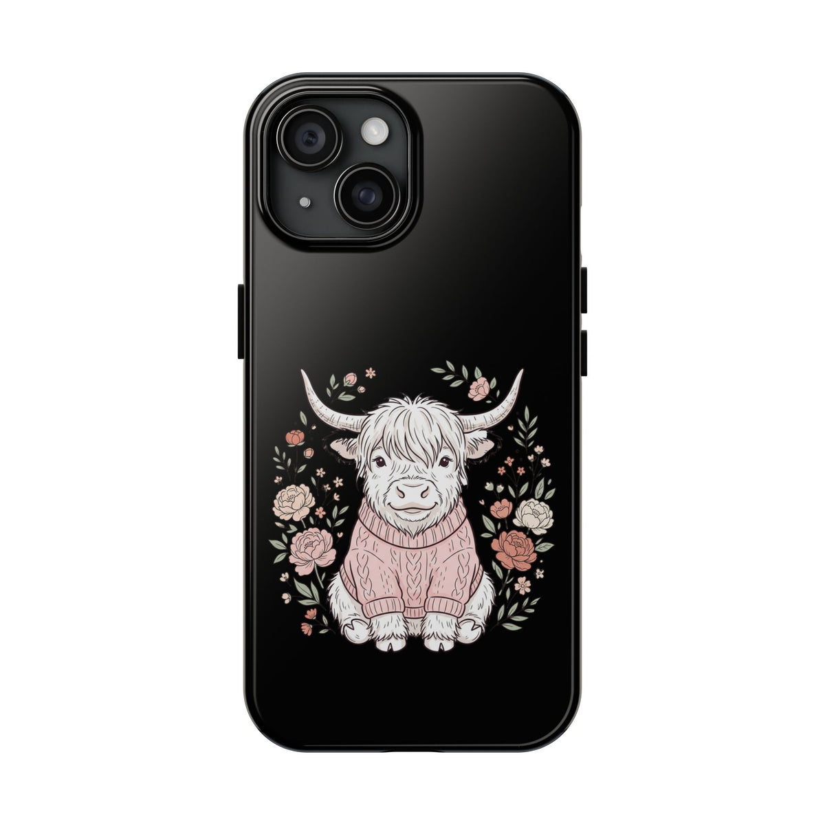 Highland Cow Floral Tough Phone Case